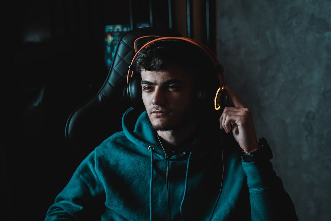 Portrait of a male sound engineer with headphones