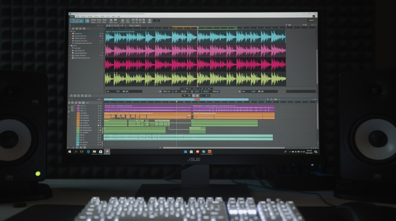 Audio waveform displayed on a computer screen during editing